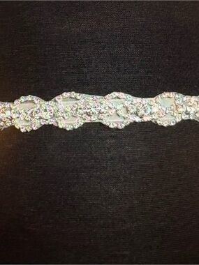 Iridescent Crystal-Trim White Women's Waist Belt